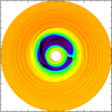 Asymmetric distribution of dust in an eccentric protoplanetary disk